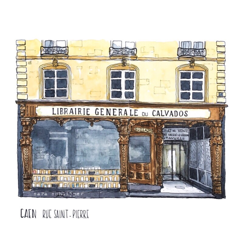 Tekening Caen – Rue Saint-Pierre – Librairie Générale du Calvados
