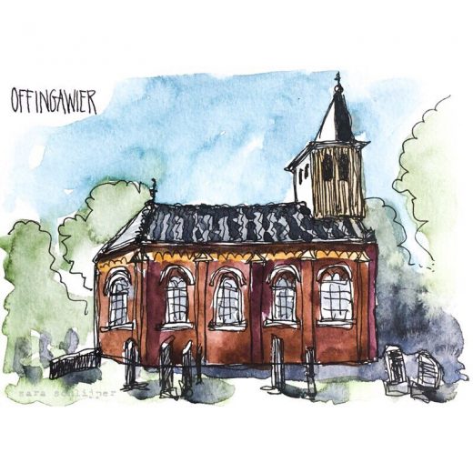 Tekening kerk Offingawier