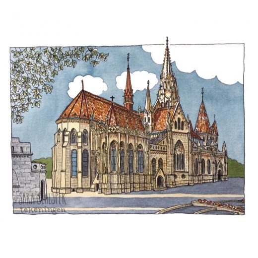 tekening matthiaskerk - boedapest
