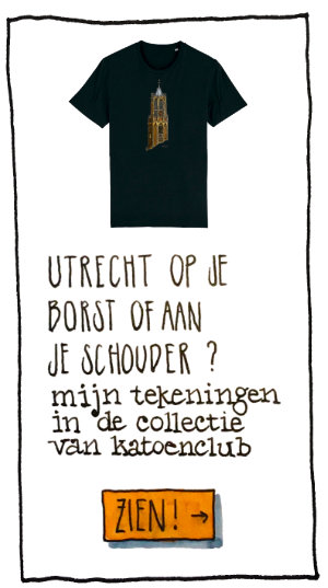 Knop Utrecht op je borst of aan je schouder? Mijn tekeningen in de collectie van Katoenclub. Zien!