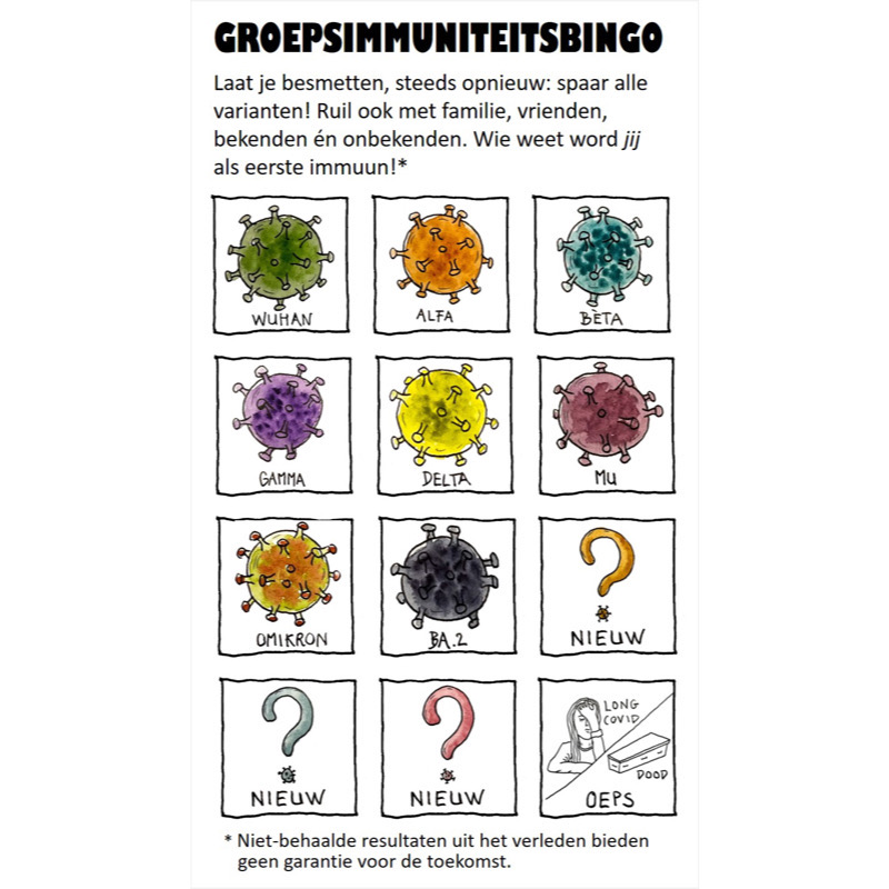 Cartoon groepsimmuniteitbingokaart
