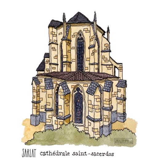 Tekening Cathédrale Saint-Sacerdos - Sarlat