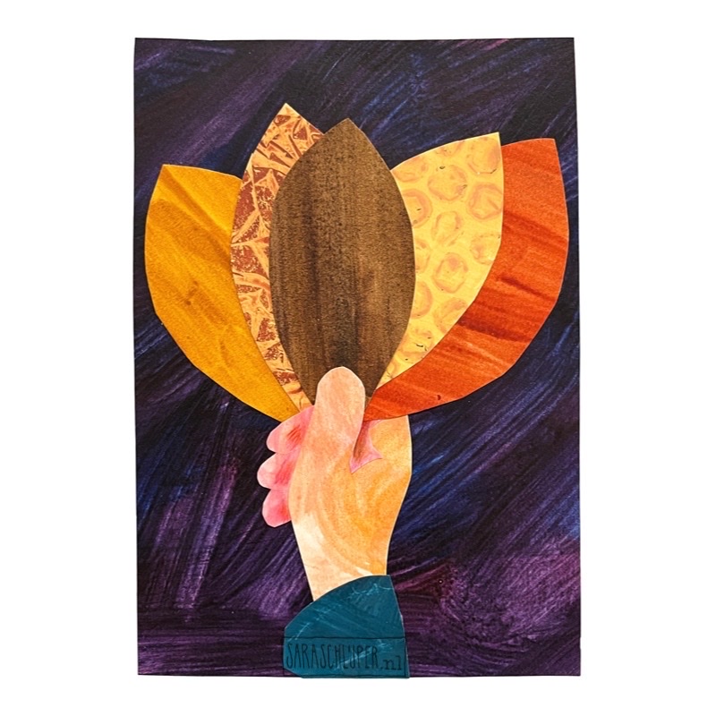 collage hand met herfstbladeren