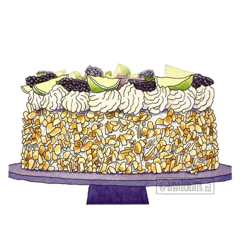 Tekening slagroomtaart van Anne Fleur - Heel Holland Bakt S13A02