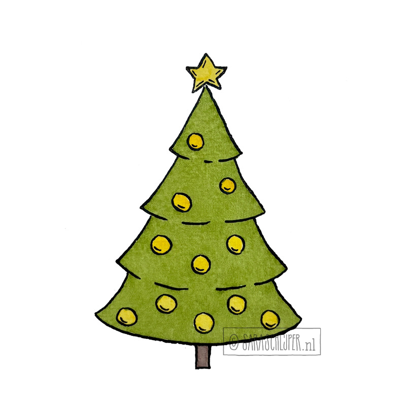 tekening kerstboom