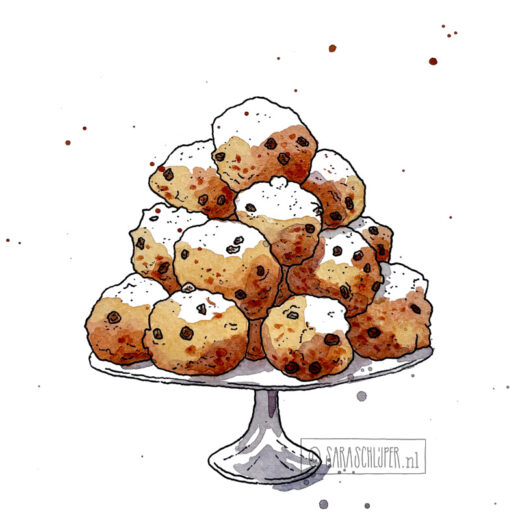 tekening oliebollen