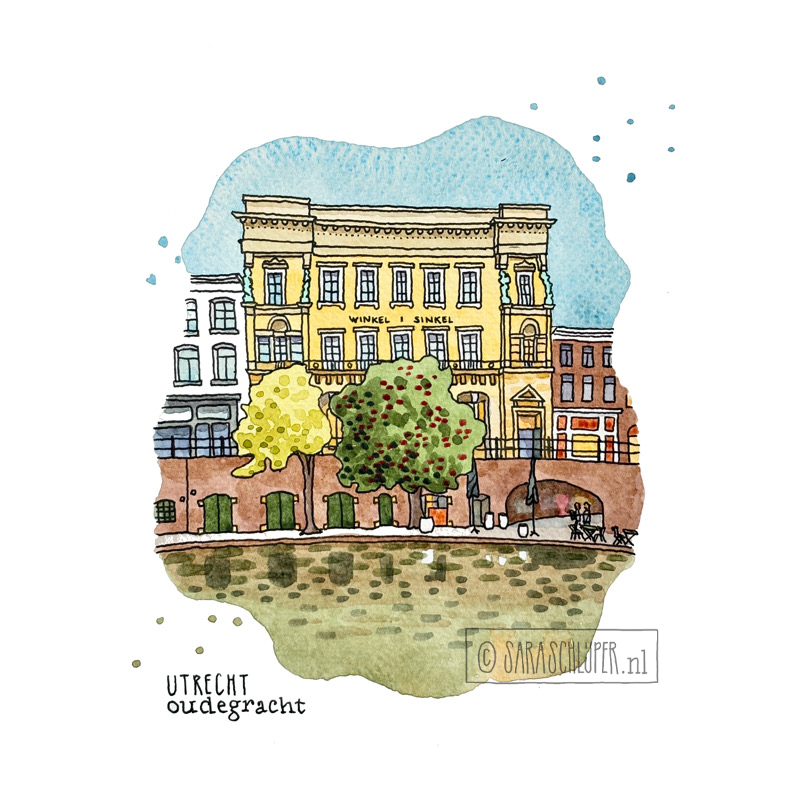 Tekening Winkel van Sinkel - Oudegracht - Utrecht