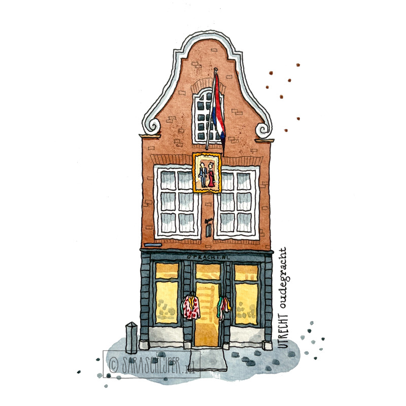 Tekening winkeltje - Oudegracht - Utrecht