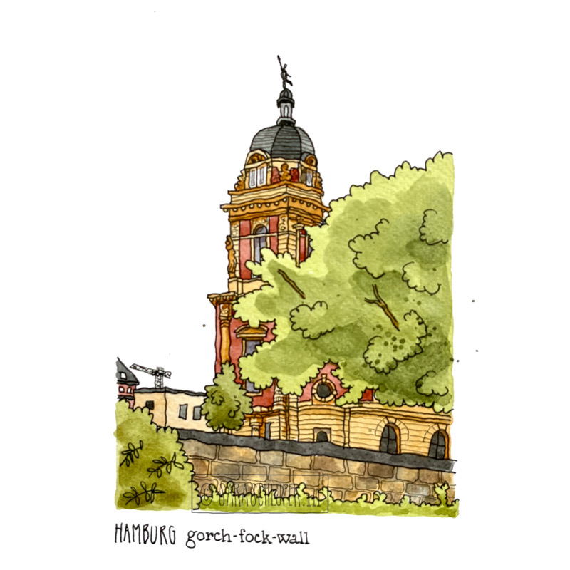 tekening gorch-fock-wall - hamburg