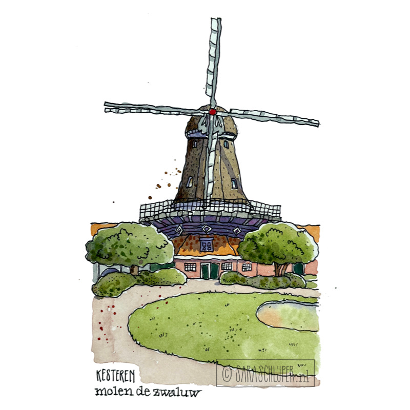 tekening molen de zwaluw - kesteren