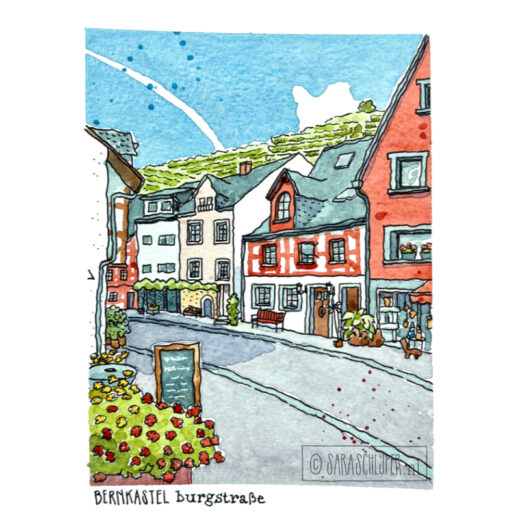 tekening burgstrasse - bernkastel-kues