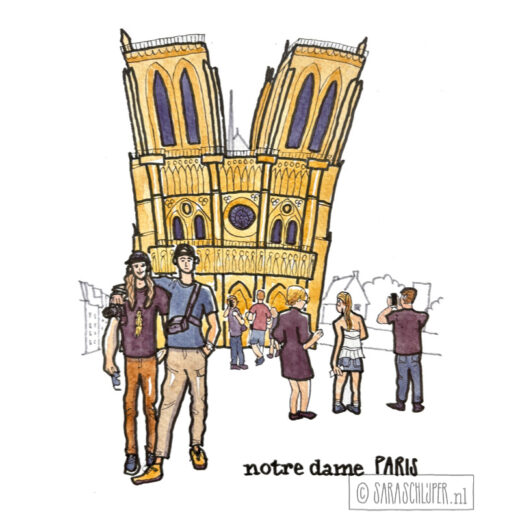 tekening notre dame - paris