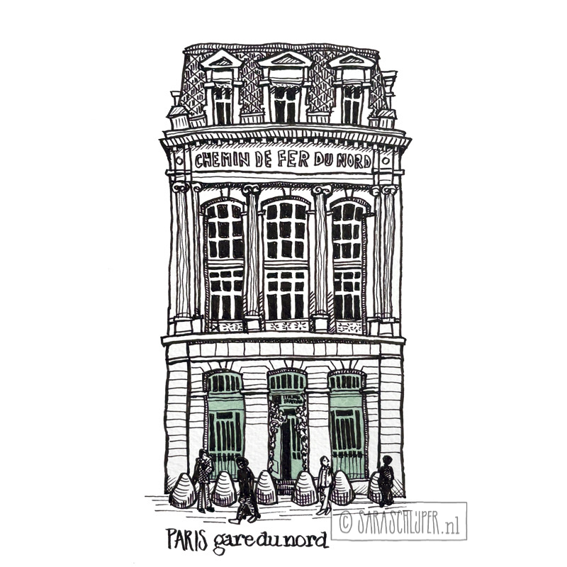 tekening gare du nord - paris